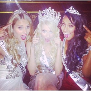 The 2013 Miss World Australia Dream Team. L-R: Natalie Roser, 1st Princess, Erin Holland MWA 2013 and Yasmin Kassim, 2nd Princess and Winner of the Beauty with a Purpose Award